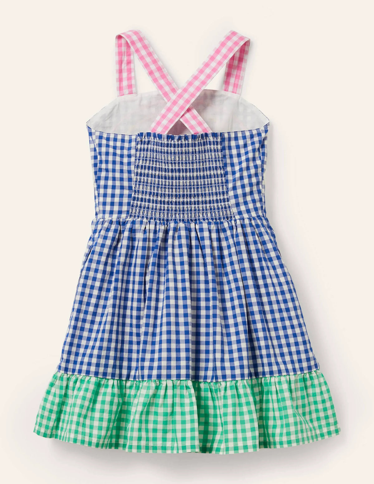 Gingham Woven Sun Dress-Multi Rainbow Scene