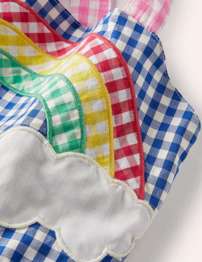 Gingham Woven Sun Dress-Multi Rainbow Scene