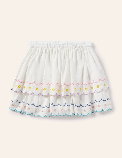 Rainbow Broderie Skirt-Ivory