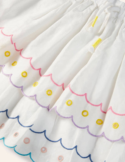Rainbow Broderie Skirt-Ivory