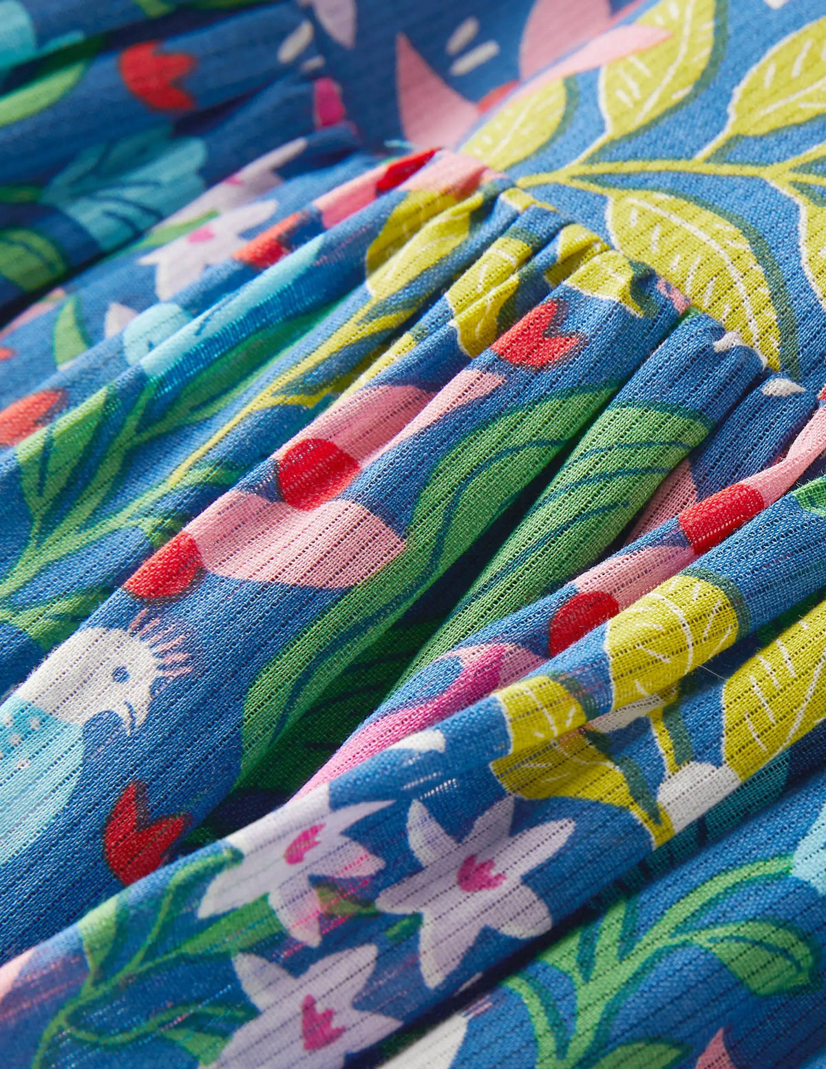 Frill Strap Dress-Venice Blue Tropical Garden