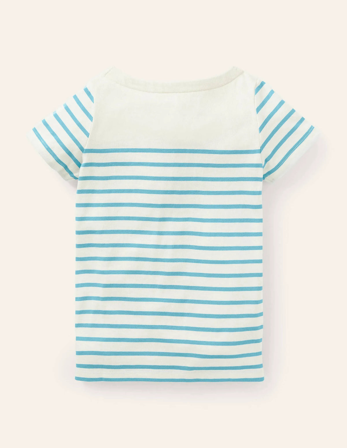 Short-sleeved Breton-Ivory/Blue Rainbow Pocket