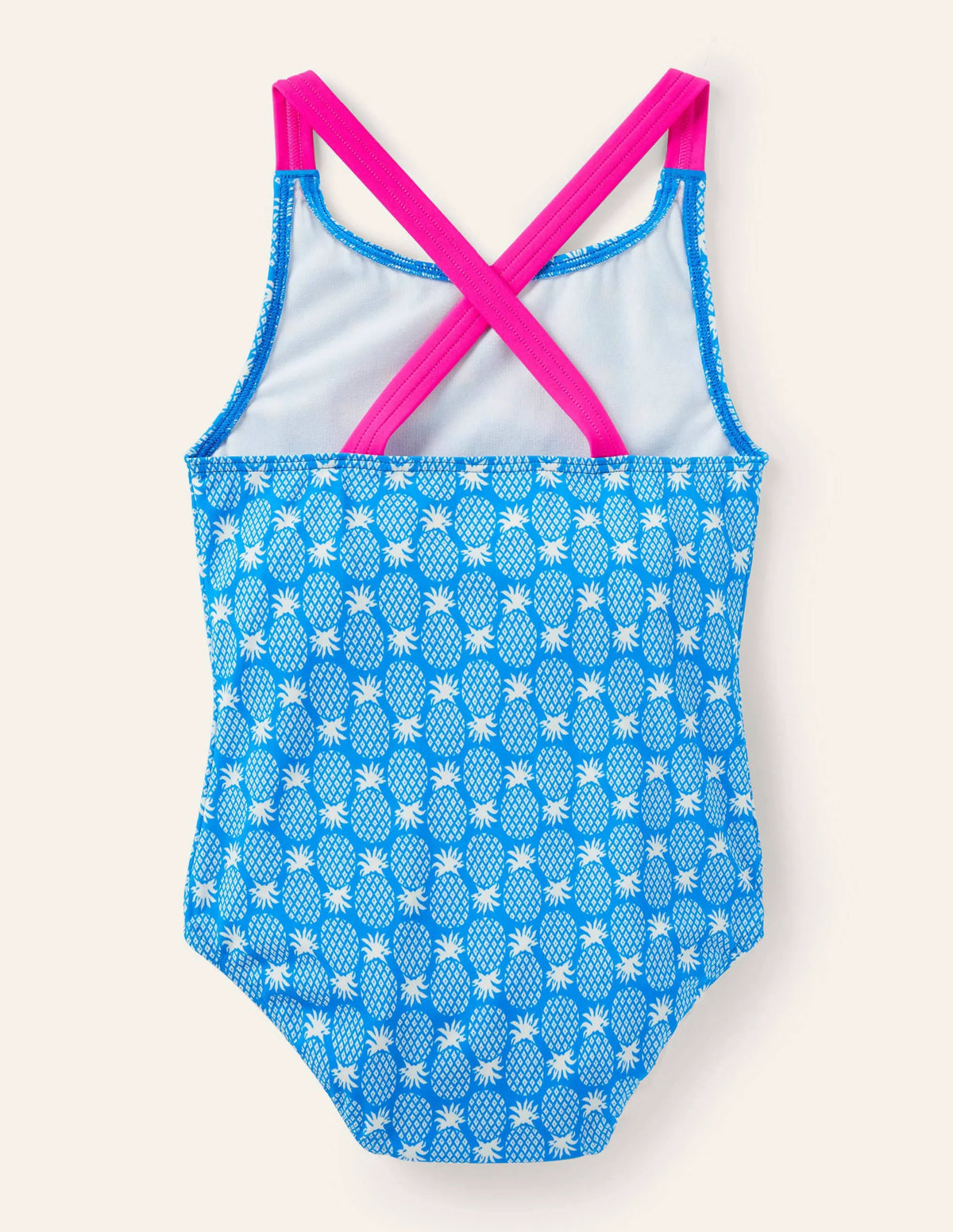 Cross-back Printed Swimsuit-Blue Cina Pineapple Geo