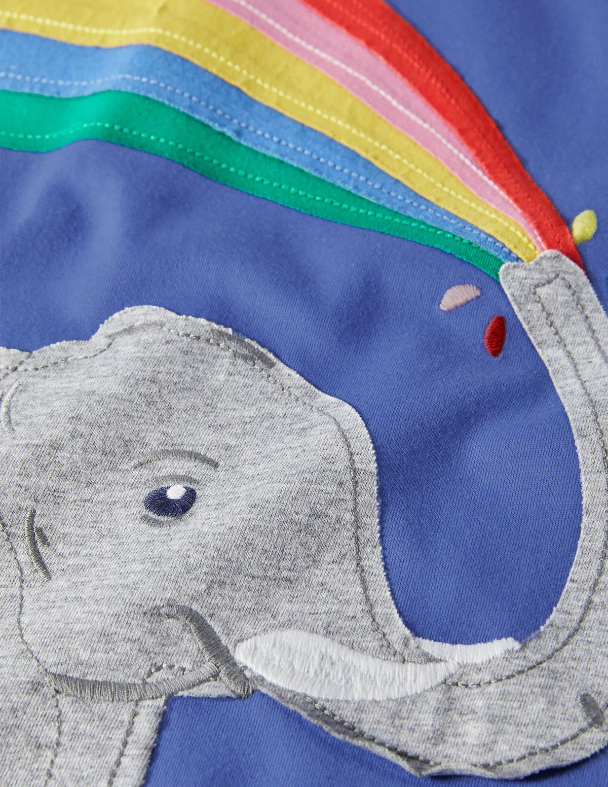 Rainbow Appliqué T-shirt-Gulf Blue Elephant