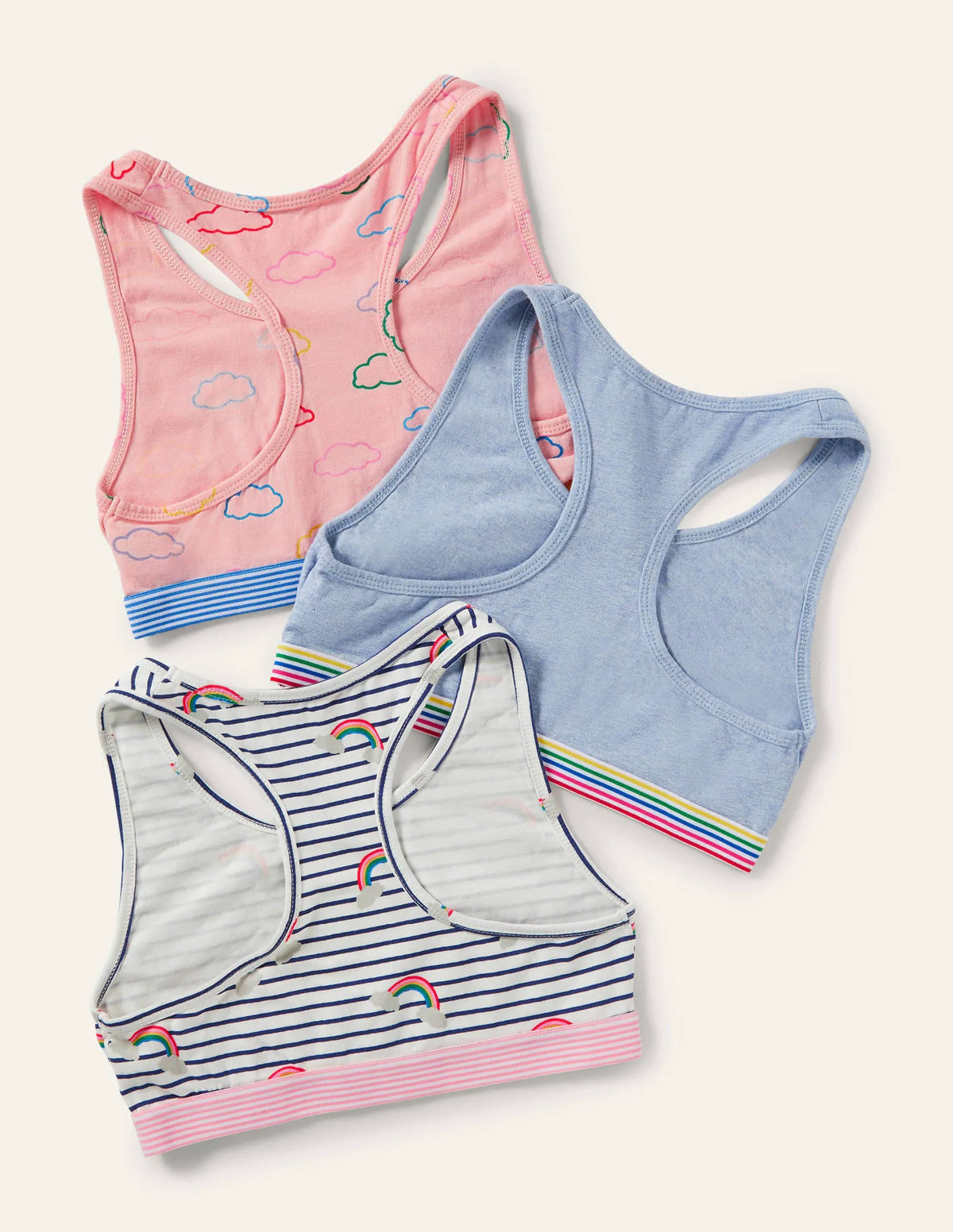 Sporty Crop Tops 3 Pack-Rainbow Clouds