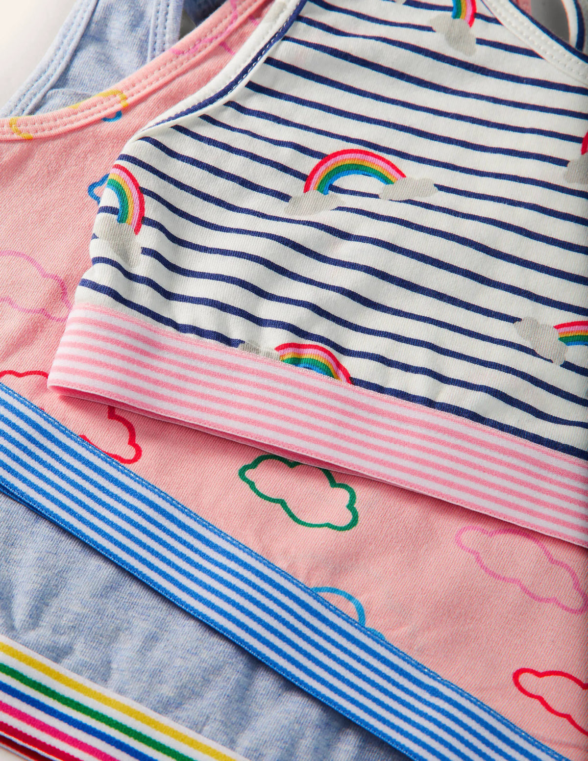Sporty Crop Tops 3 Pack-Rainbow Clouds