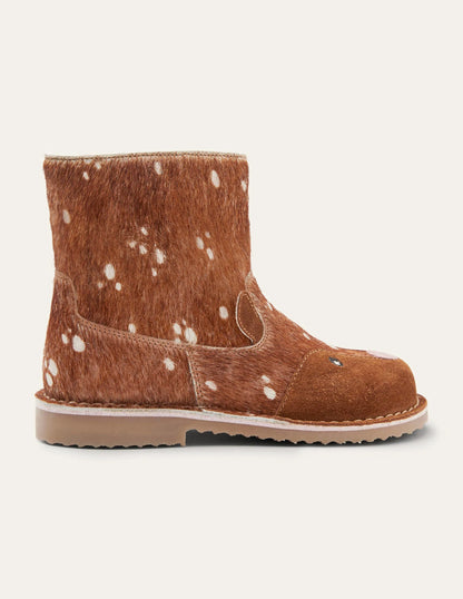 Cosy Short Leather Boots-Deer Hair on Hide