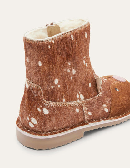 Cosy Short Leather Boots-Deer Hair on Hide