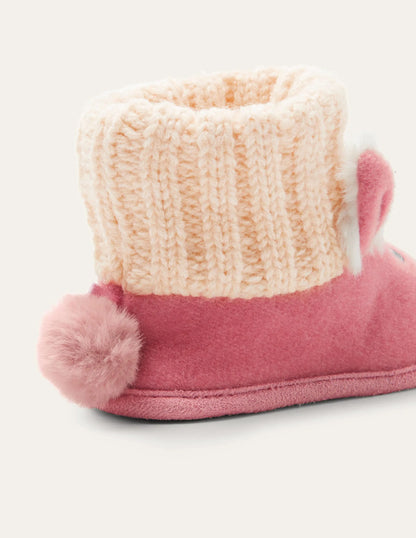 Bunny Knitted Slipper Booties-Boto Pink