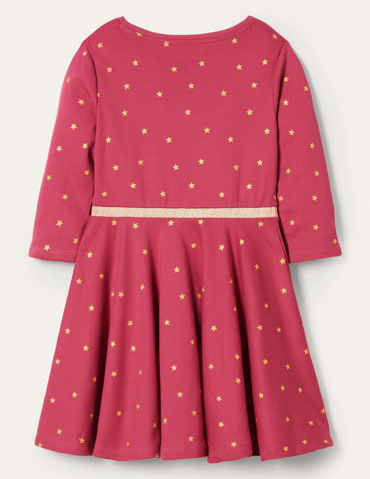 Foil Star Twirly Dress-Pink and Gold Foil Stars
