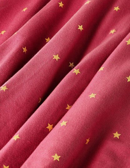 Foil Star Twirly Dress-Pink and Gold Foil Stars