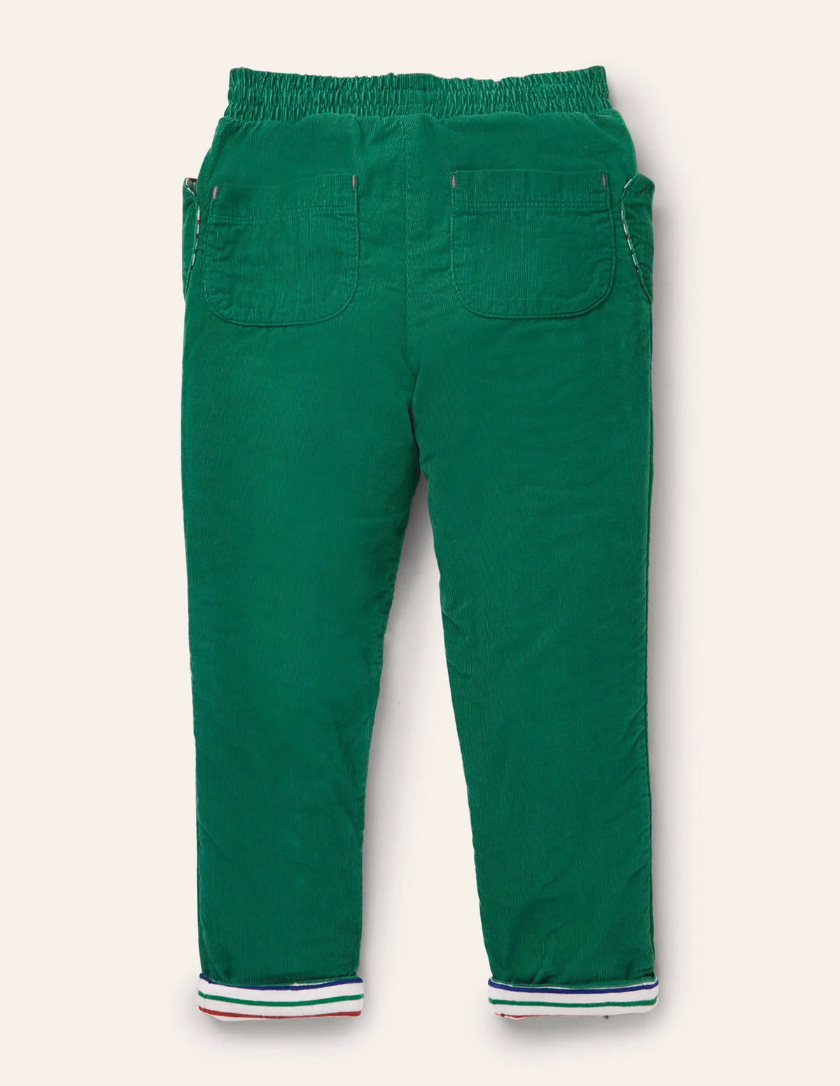 Lined Pull-on Cord Pants-Forest Green