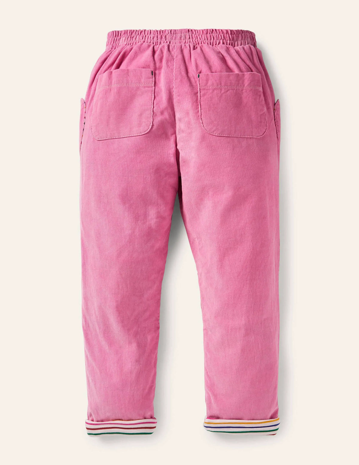Lined Pull-on Cord Pants-Bright Petal Pink