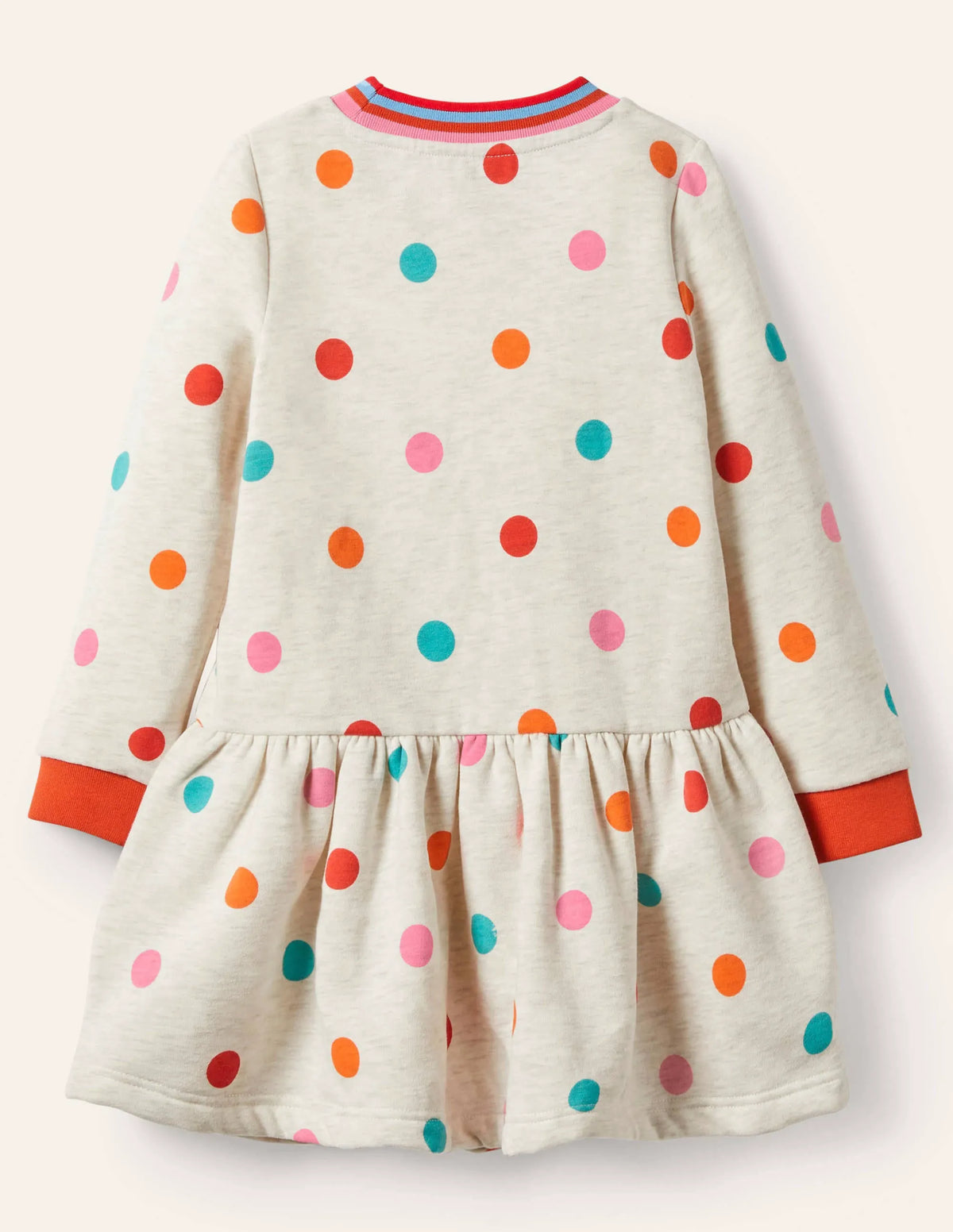 Cosy Printed Sweatshirt Dress-Oatmeal Multi Spot