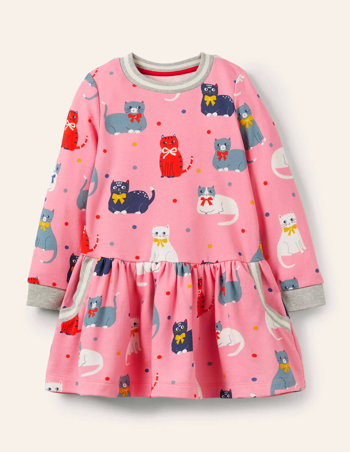 Cosy Printed Sweatshirt Dress-Formica Pink Curious Cats