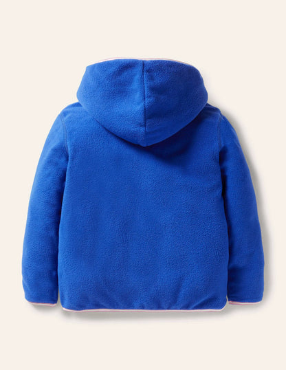 Cosy Reversible Fleece Hoodie-Blue Multi Stripe