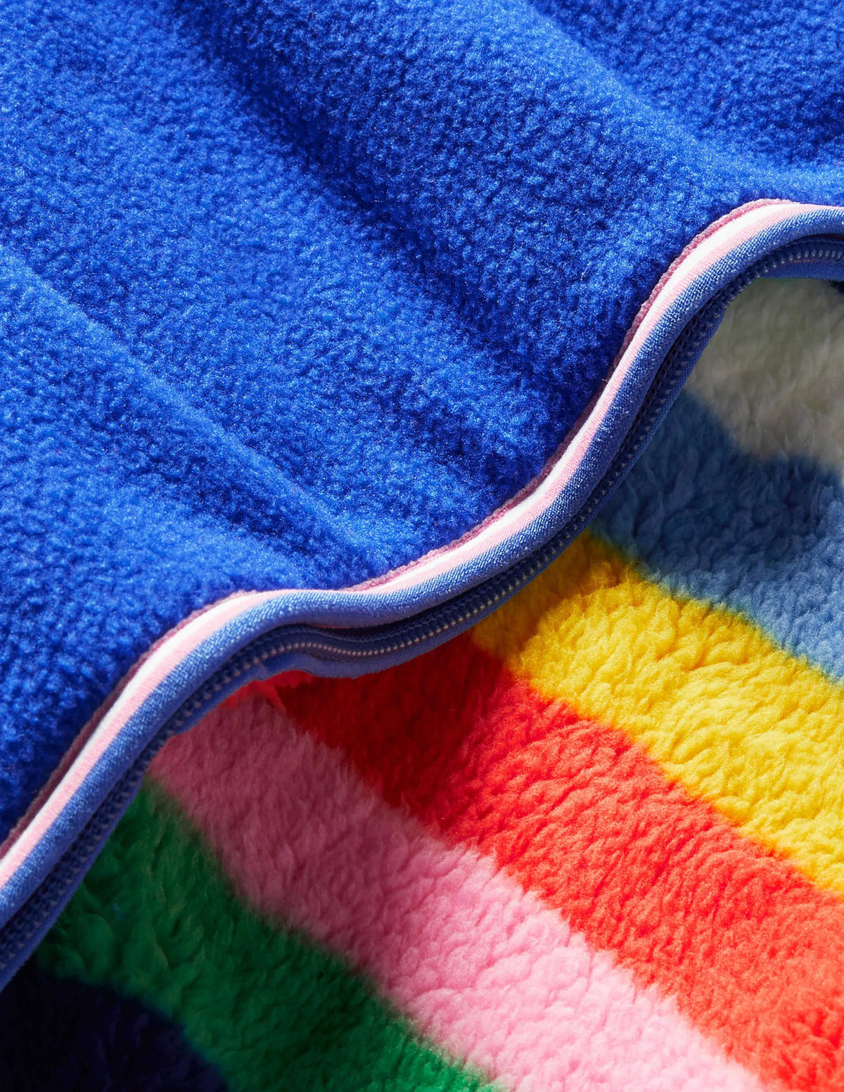 Cosy Reversible Fleece Hoodie-Blue Multi Stripe