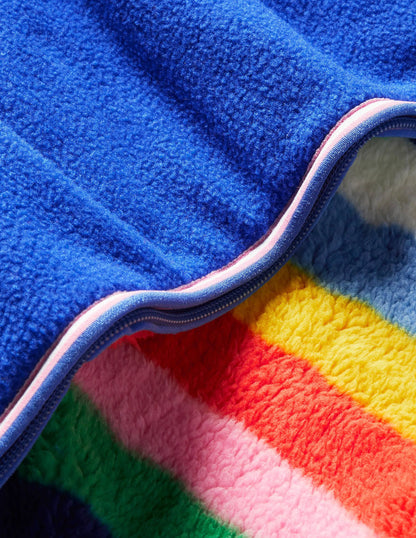 Cosy Reversible Fleece Hoodie-Blue Multi Stripe