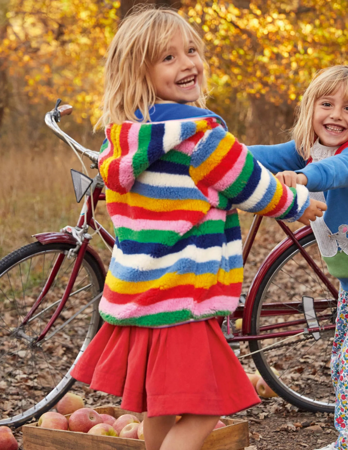 Cosy Reversible Fleece Hoodie-Blue Multi Stripe