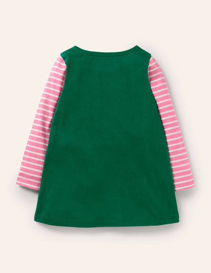 Appliqué Pocket Tunic-Forest Green Fairies