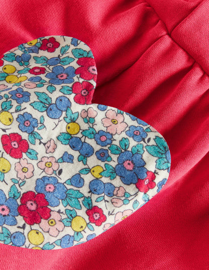 Appliqué Pocket Dress-Raspberry Pink Hearts