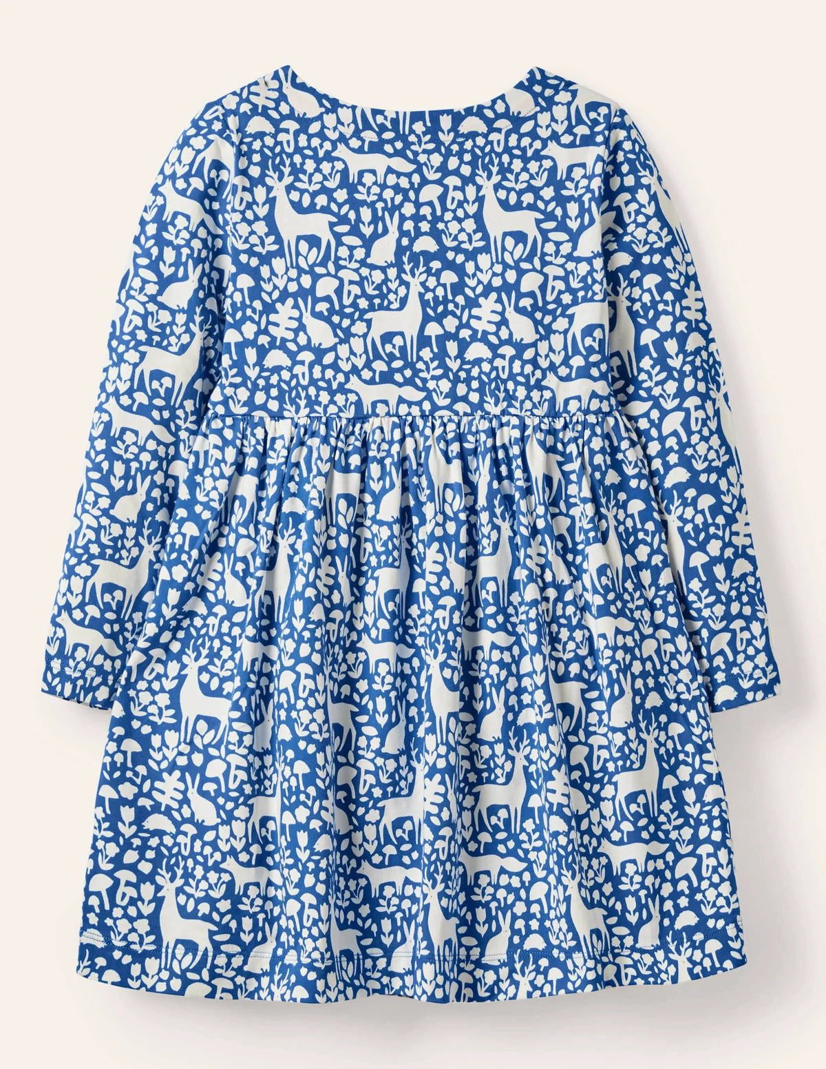 Long Sleeve Fun Jersey Dress-Elizabethan Blue Woodland