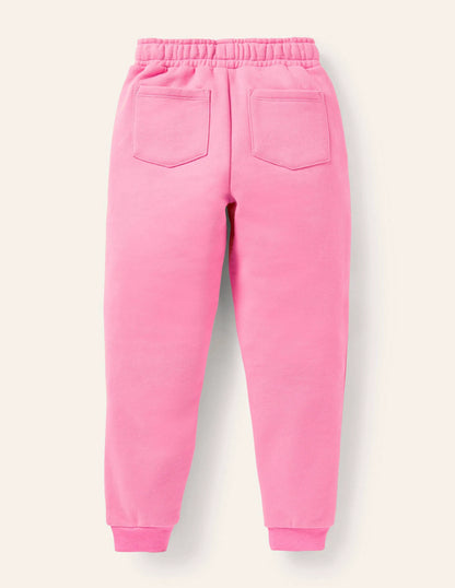 Cosy Appliqué Joggers-Bright Petal Pink Animals