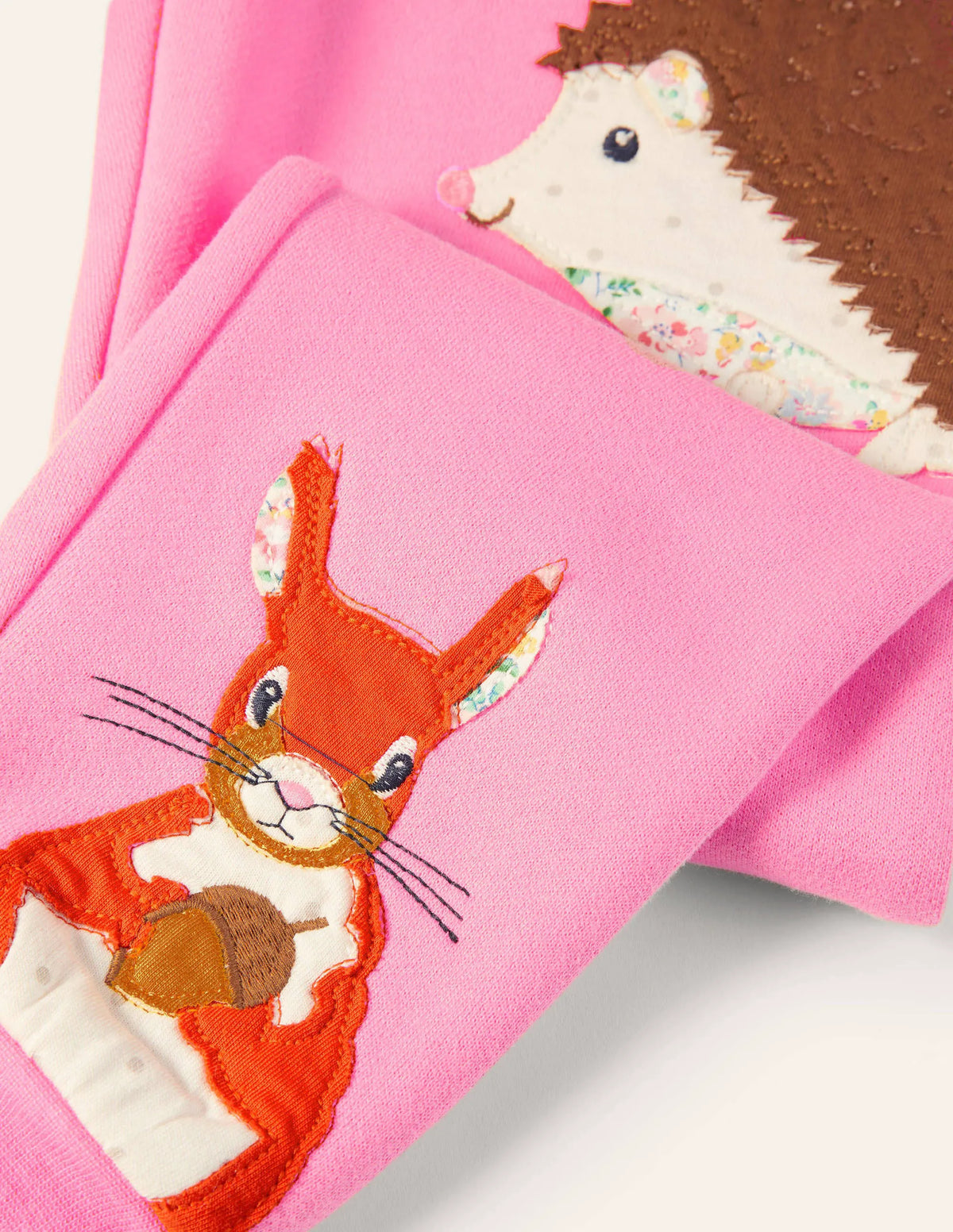 Cosy Appliqué Joggers-Bright Petal Pink Animals