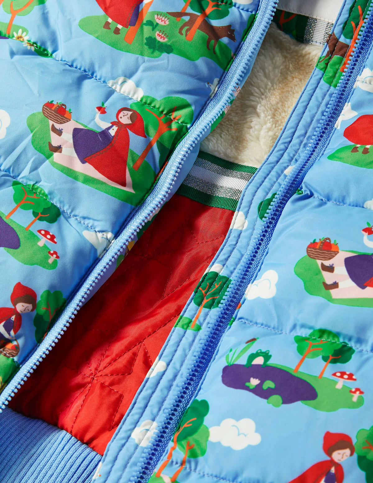 Cosy Padded Jacket-Surfboard Blue Red Riding Hood