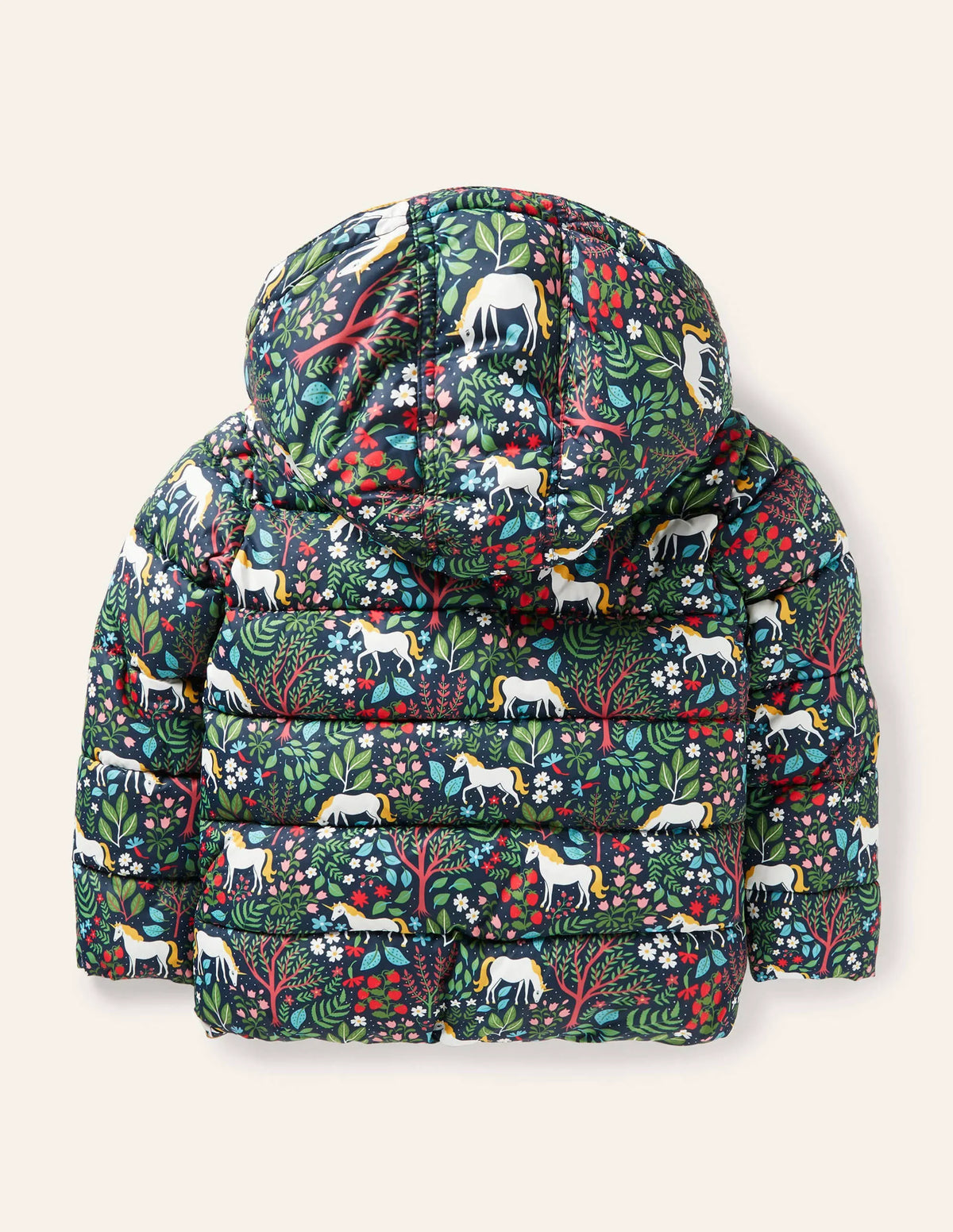 Cosy Padded Jacket-Stormy Blue Unicorn Tapestry