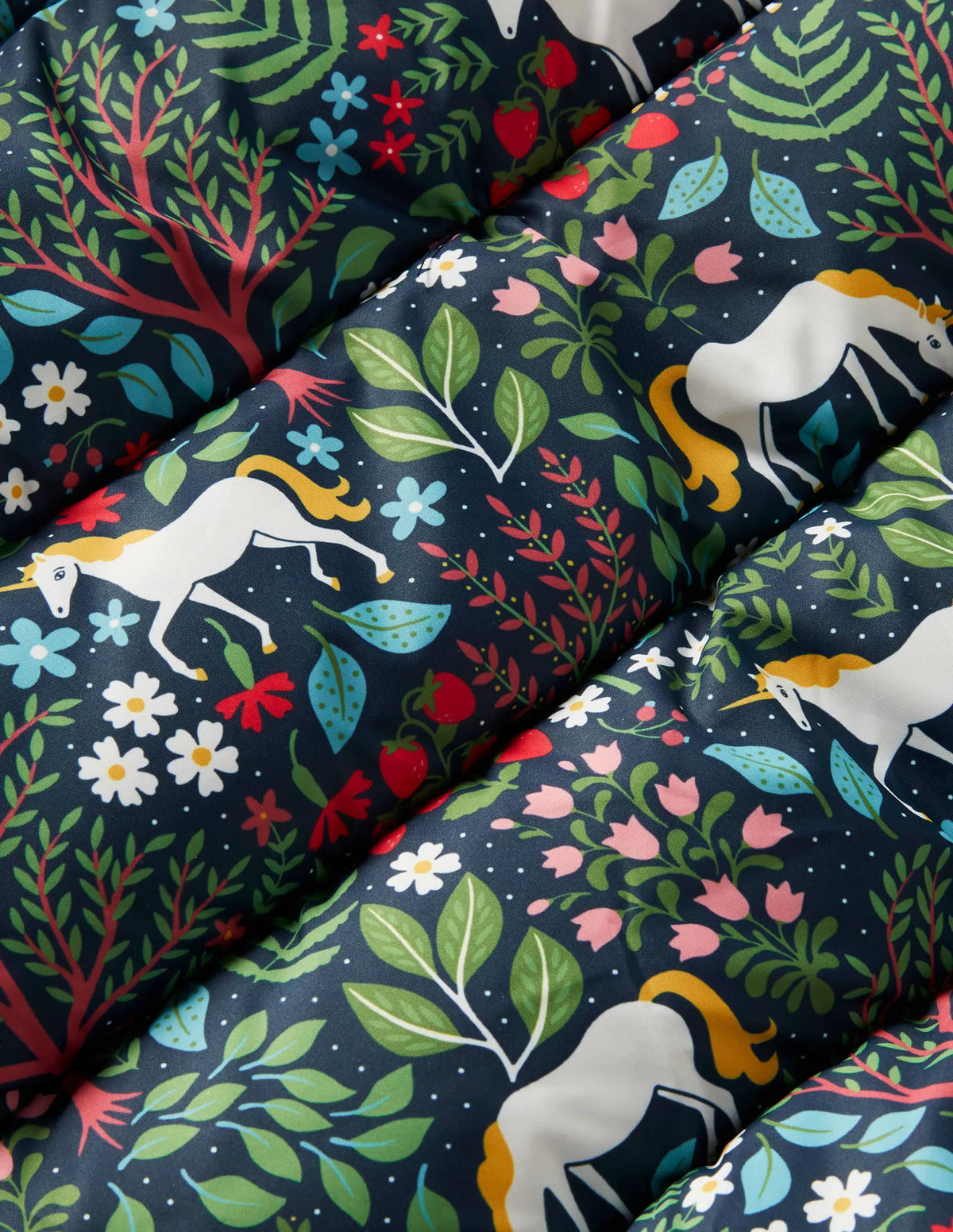 Cosy Padded Jacket-Stormy Blue Unicorn Tapestry