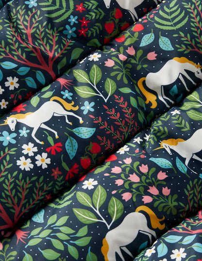 Cosy Padded Jacket-Stormy Blue Unicorn Tapestry