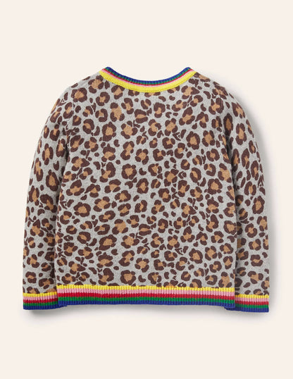 Fun Cardigan-Multi Rainbow Leopard