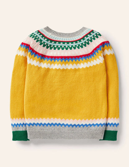 Cosy Fair Isle Cardigan-Honeycomb Yellow