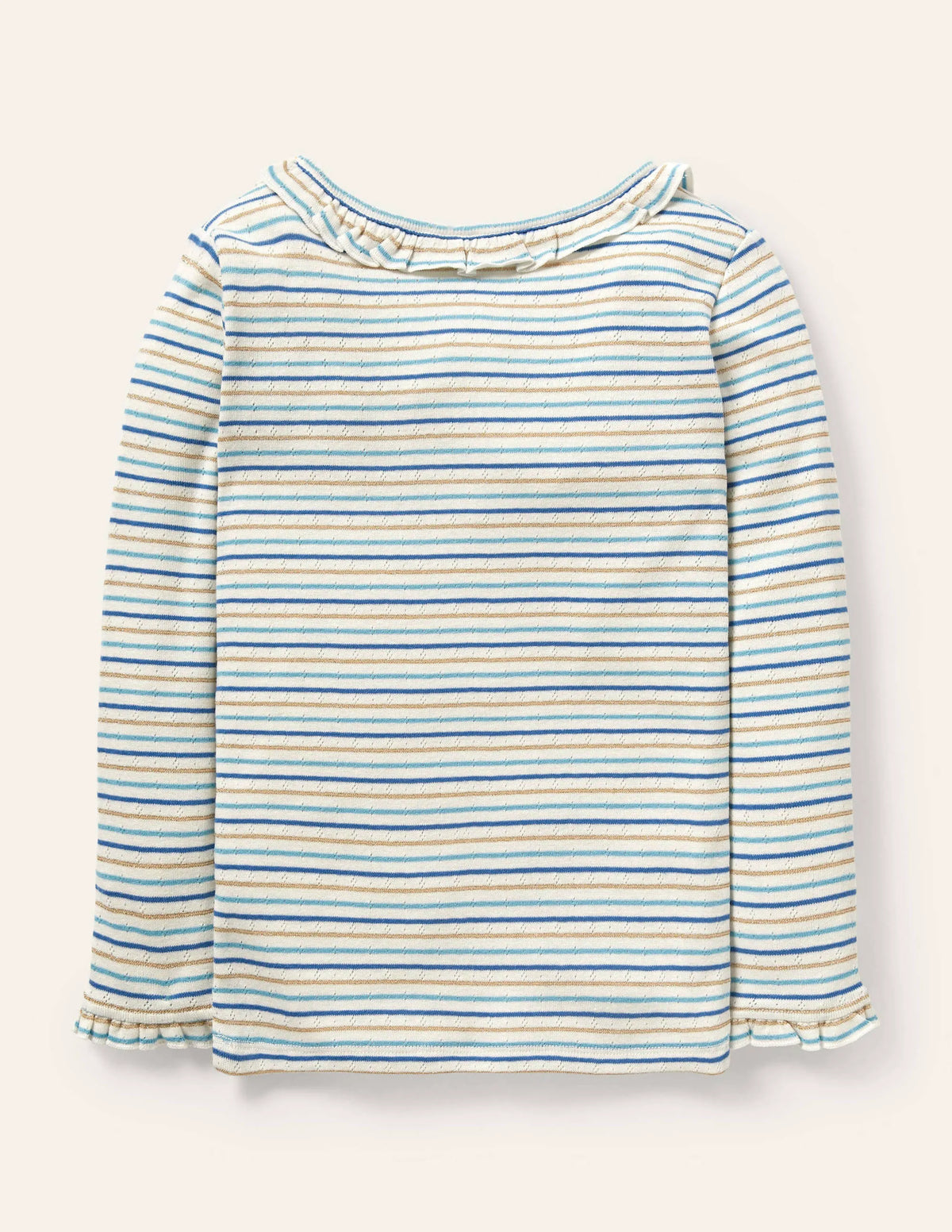 Sparkly Ruffle Pointelle Top-Elizabethan Blue/ Gold