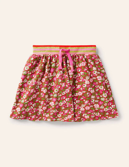 Cosy Twirly Sweatshirt Skirt-Rockabilly Red Vintage Floral