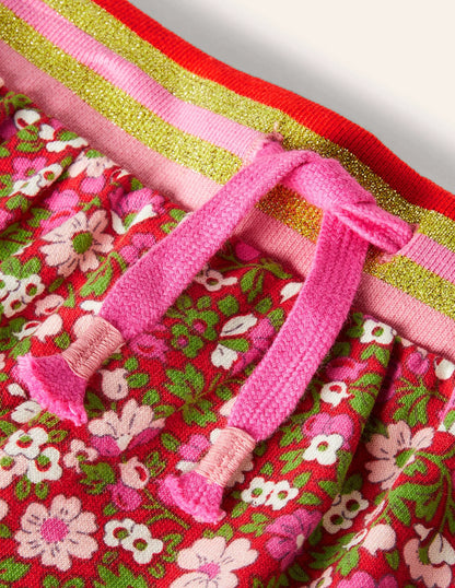 Cosy Twirly Sweatshirt Skirt-Rockabilly Red Vintage Floral