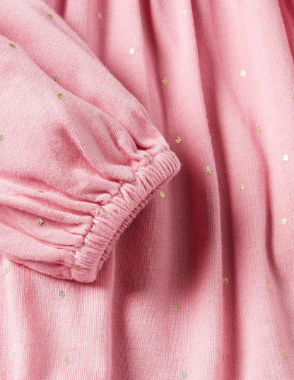 Floaty Printed Ruffle Top-Formica Pink Gold Spot