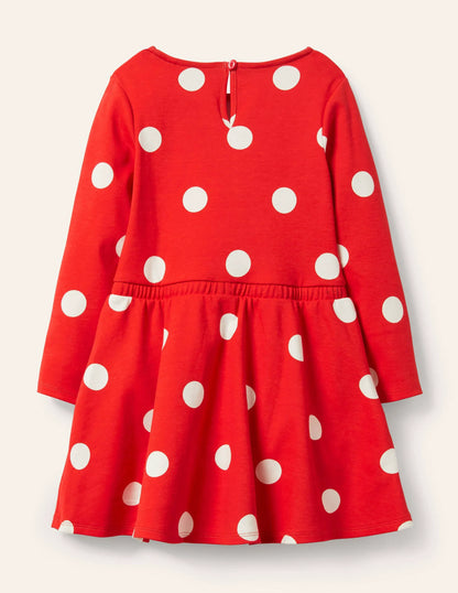 Spotty Skater Dress-Fire Red Spot