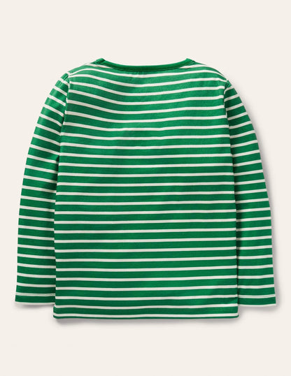 Big Appliqué T-shirt-Highland Green/ Ivory Hedgehog