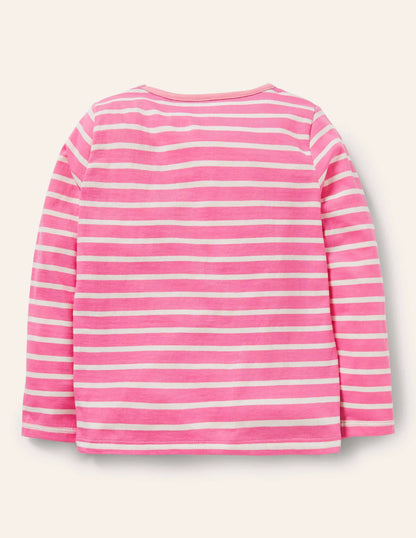 Big Appliqué T-shirt-Petal Pink/ Ivory Squirrel