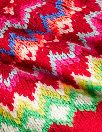 Cosy Fair Isle Sweater-Rockabilly Red