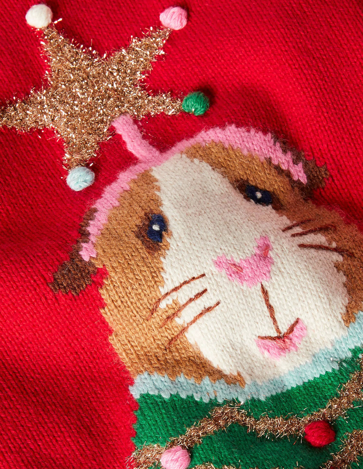 Fun Festive Sweater-Rockabilly Red Guinea Pig
