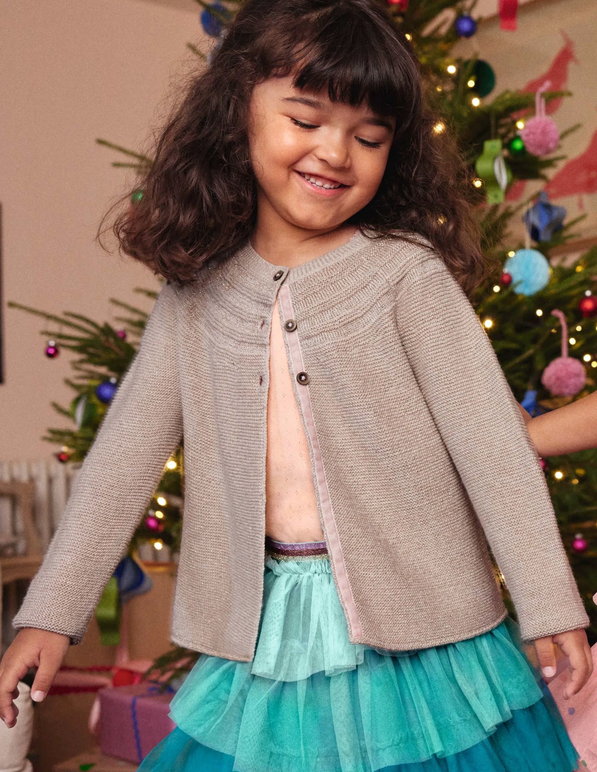 Cotton Cashmere Mix Cardigan-Gold Sparkle