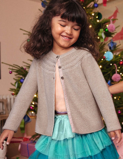 Cotton Cashmere Mix Cardigan-Gold Sparkle