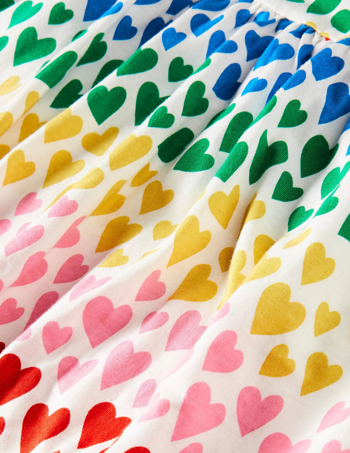 Long Sleeve Fun Jersey Dress-Multi Rainbow Hearts