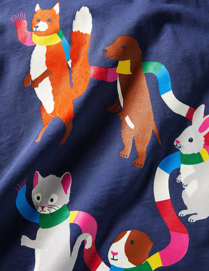Hotchpotch Animal T-shirt-Starboard Blue Scarf