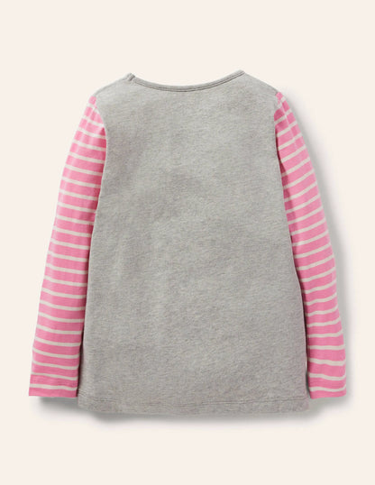 Hotchpotch Animal T-shirt-Grey Marl Ice Skating