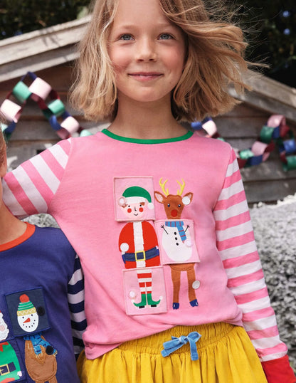 Festive Flipbook T-shirt-Bright Petal Pink Festive