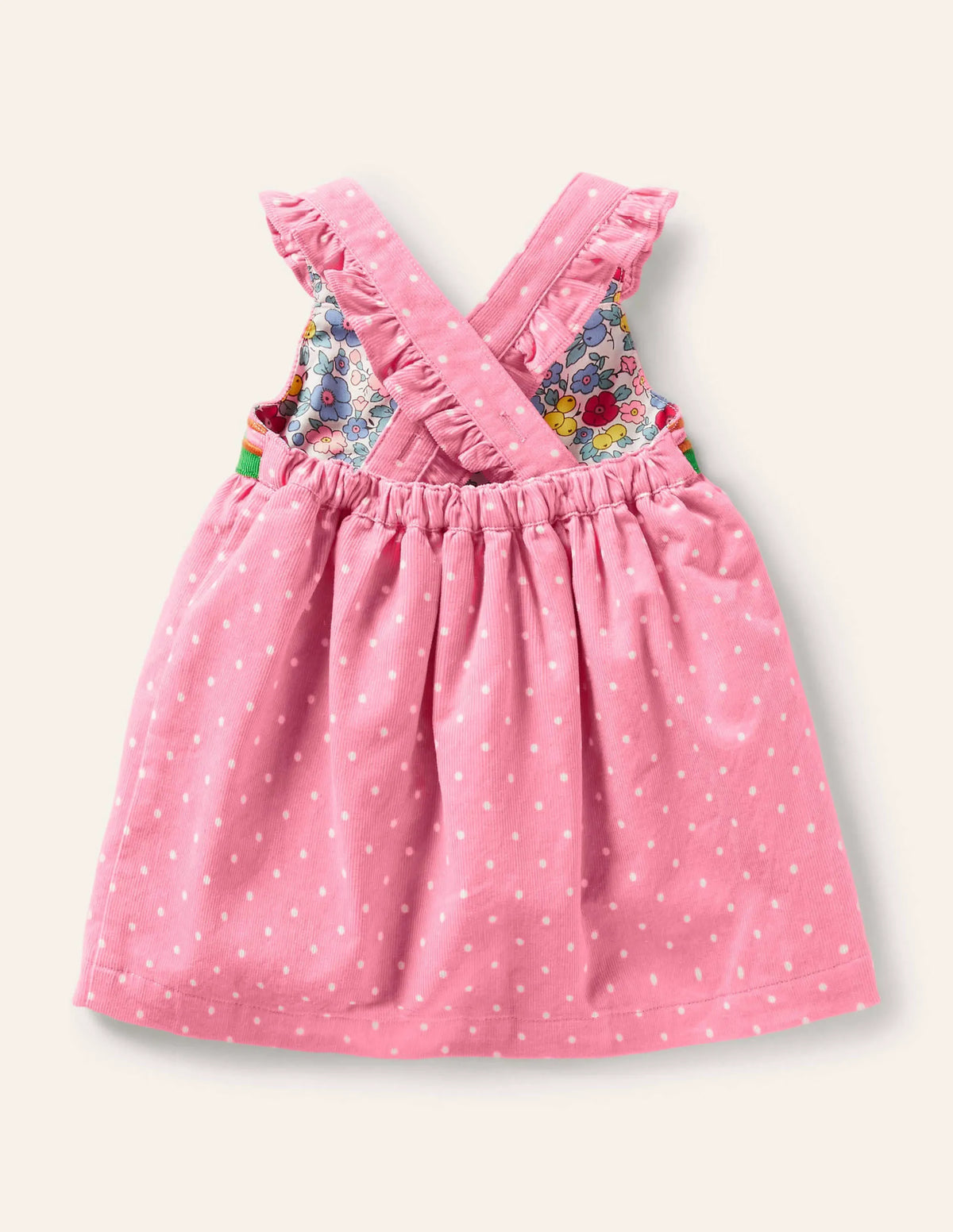 Spotty Appliqué Cord Pinnie-Formica Pink Chickens